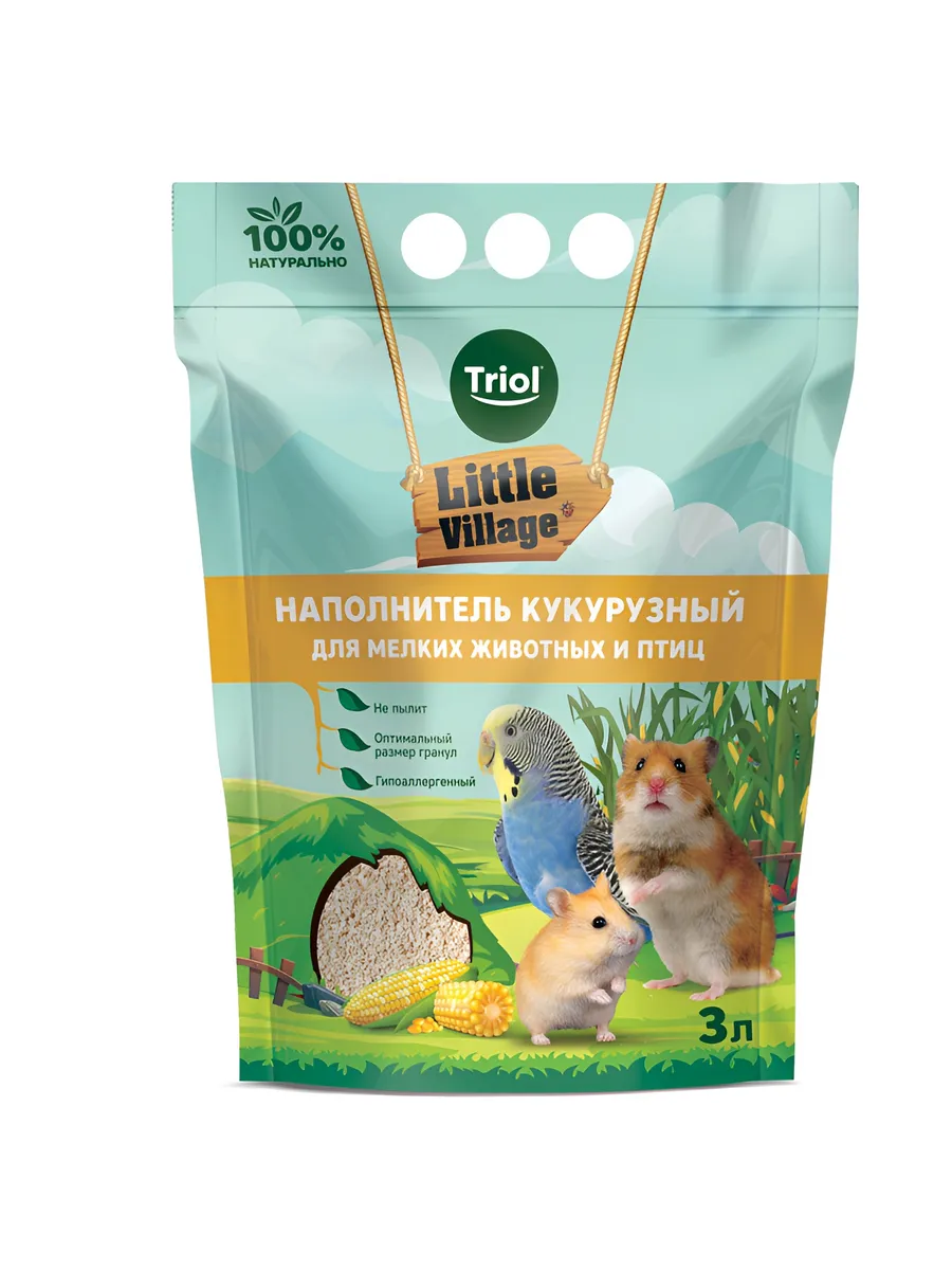 Наполнитель кукурузный для мелких животных и птиц, 3л