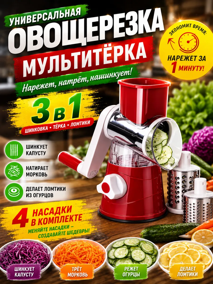 Овощерезка многофункциональная ручная слайсер для нарезки