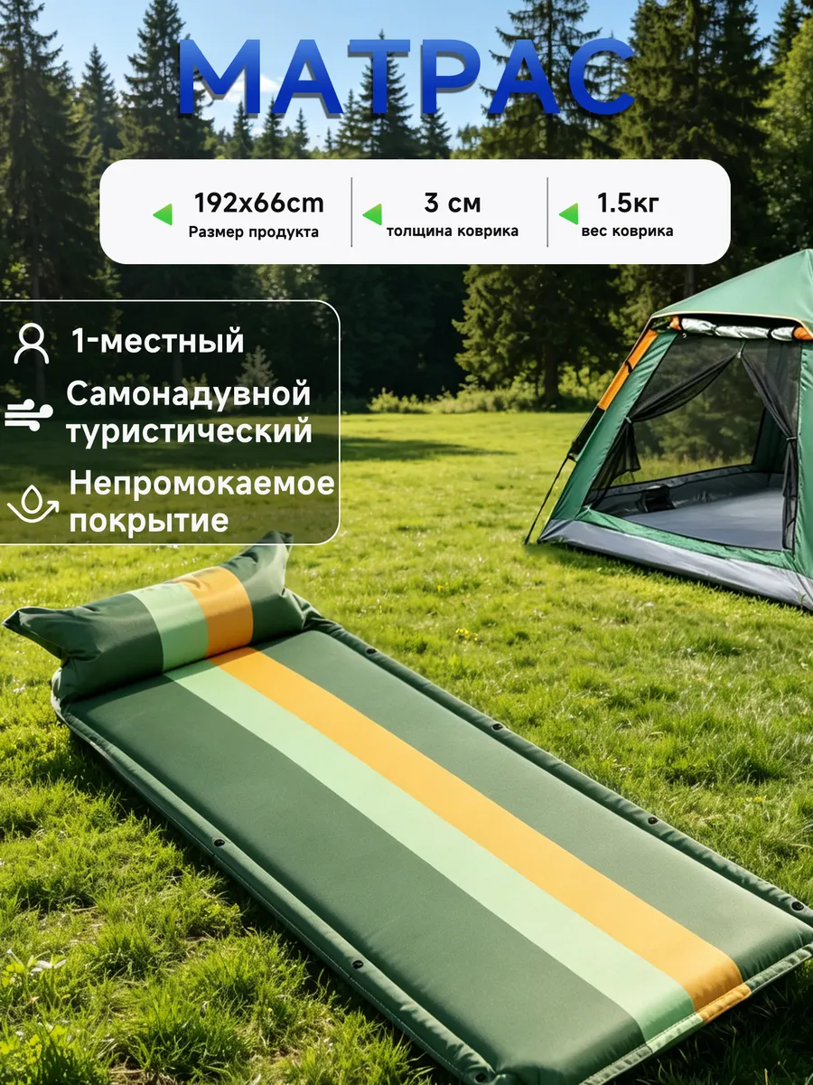 Матрас коврик туристический самонадувающийся одноместный