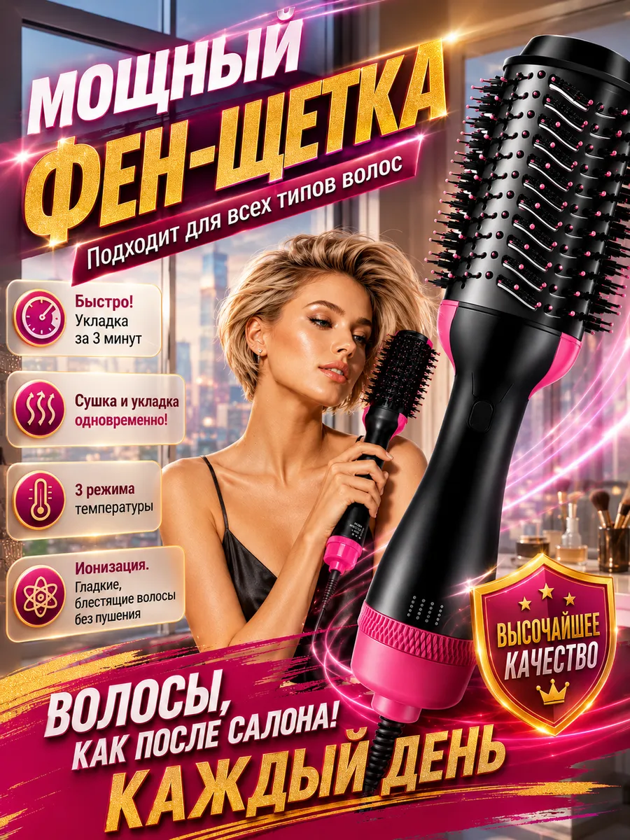 Фен щетка для коротких волос для укладки