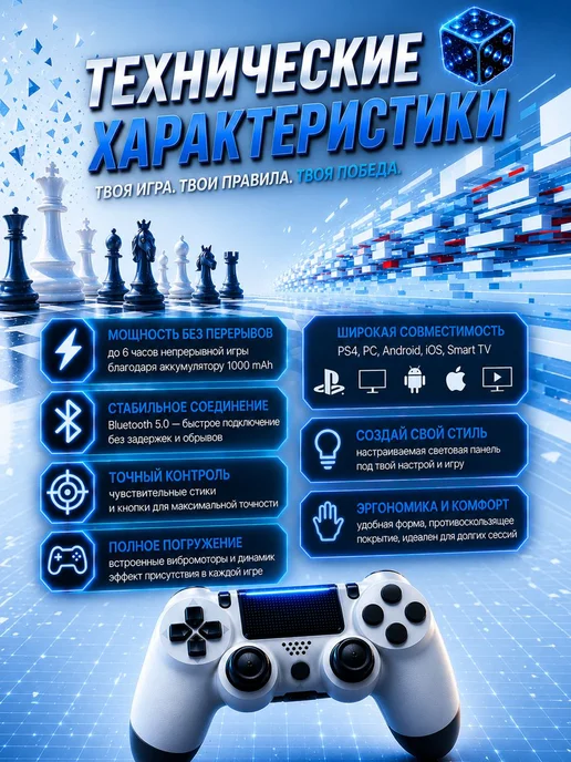 Геймпад для пк и Playstation 4 джойстик беспроводной, белый, фото 2