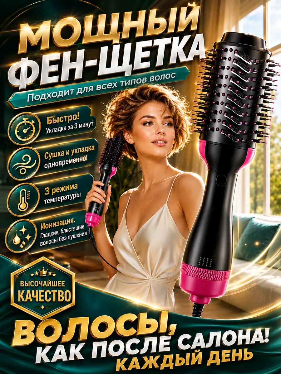 Фен щетка для коротких волос для укладки