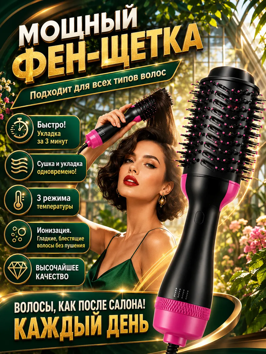 Фен щетка для коротких волос для укладки