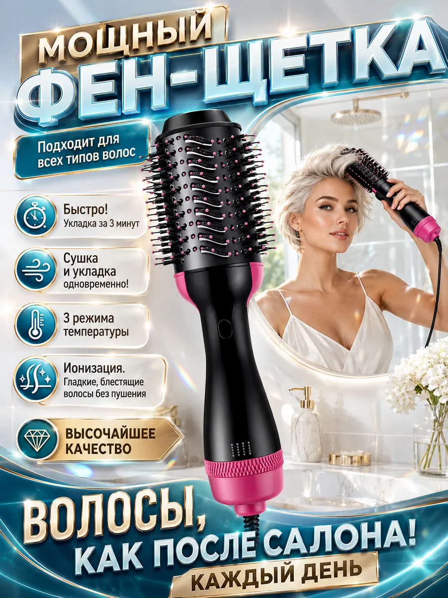 Фен щетка для коротких волос для укладки