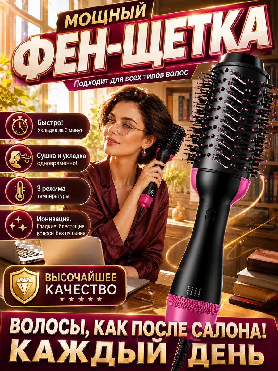 Фен щетка для коротких волос для укладки
