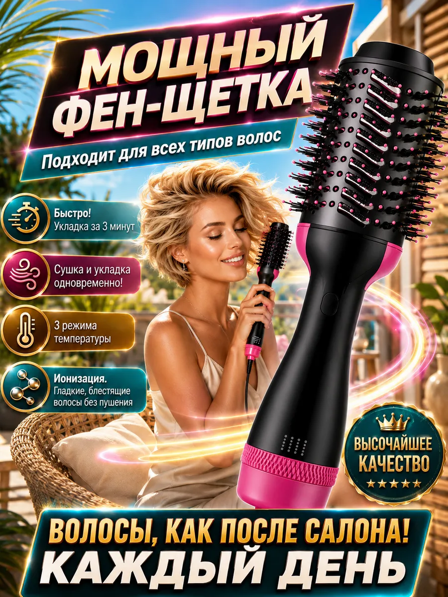 Фен щетка для коротких волос для укладки
