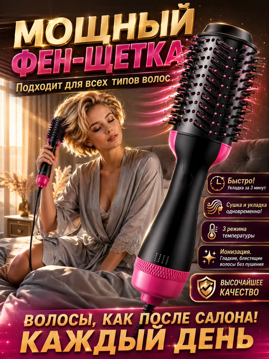 Фен щетка для коротких волос для укладки