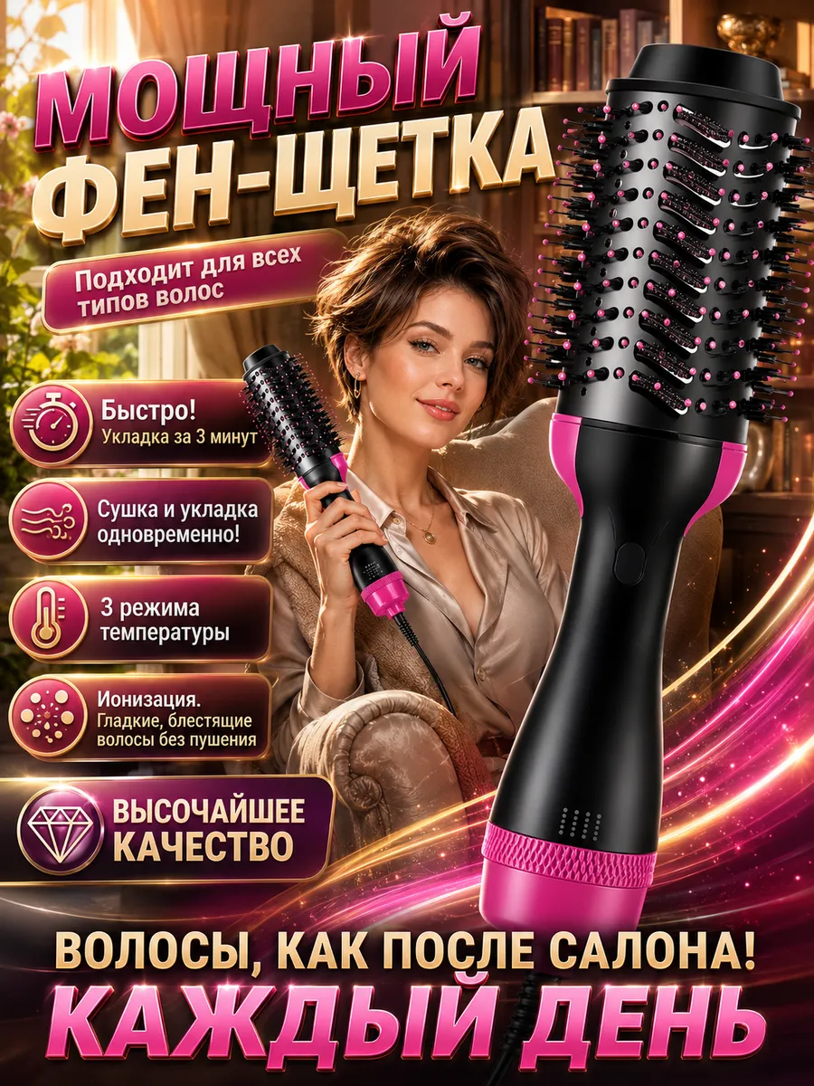 Фен щетка для коротких волос для укладки