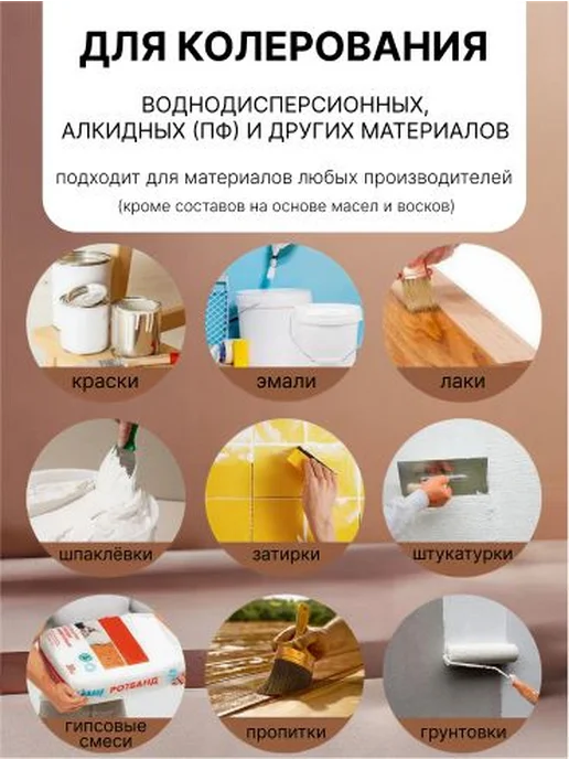 Универсальный колер №61 Чёрный, колеровочная паста для, черный, фото 3