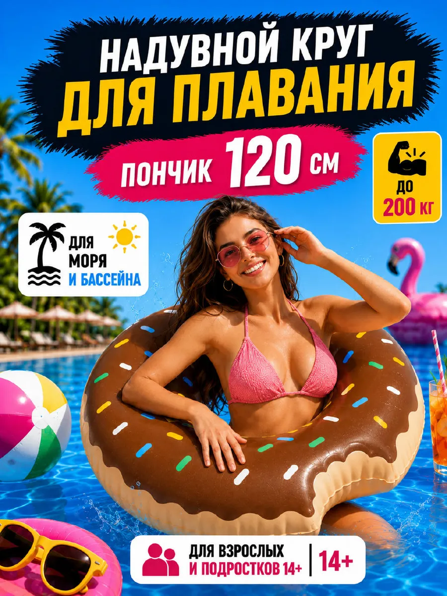 Круг для плавания пончик 120 см