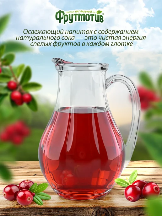 Фрутмотив Морс из брусники и малины 0,5 л 12 бут, 0,5 л, фото 2