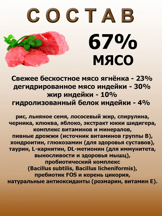 Сухой корм WOLFSPACK Волчья Стая для собак, индейка, ягненок, 1 кг, фото 2