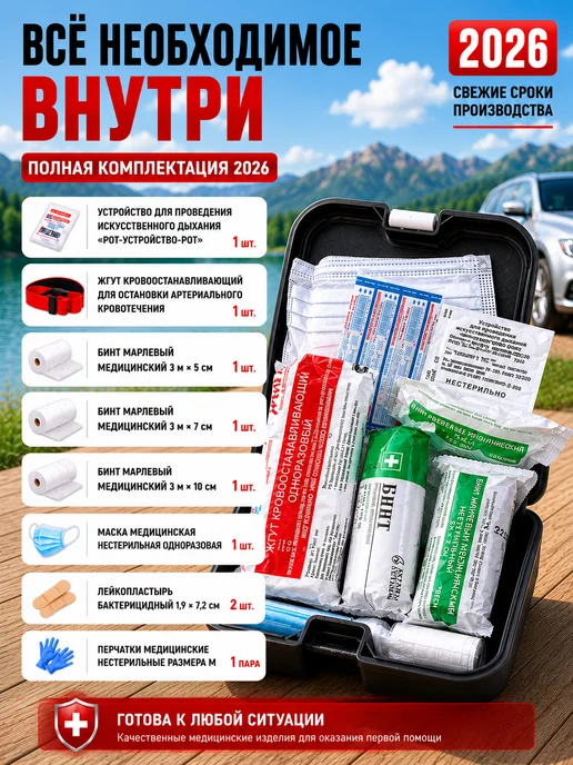 Uni-Store Аптечка автомобильная 2026 дорожная для автомобиля, вариант, фото 2