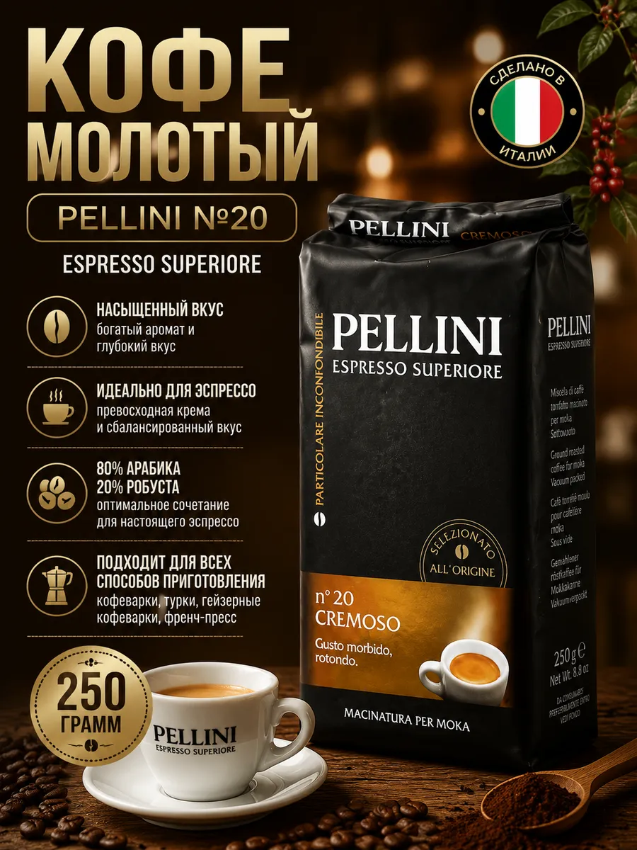 Кофе молотый Espresso Superiore Cremoso №20, 250 гр.