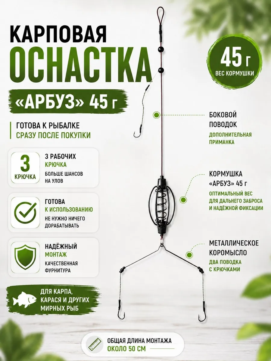Кормушка Арбуз 45г рыболовная карповая оснастка монтаж