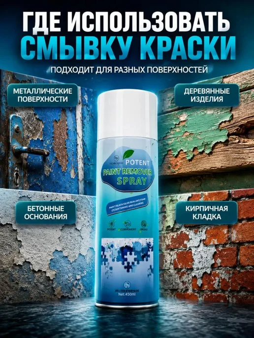кс25 Смывка краски с металла дерева и бетона аэрозоль 450 мл, 450 мл, фото 2