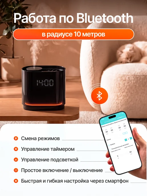 PROSFD Ароматизатор для дома, аромадиффузор А370 черный, 60 мл, 60 мл, фото 3