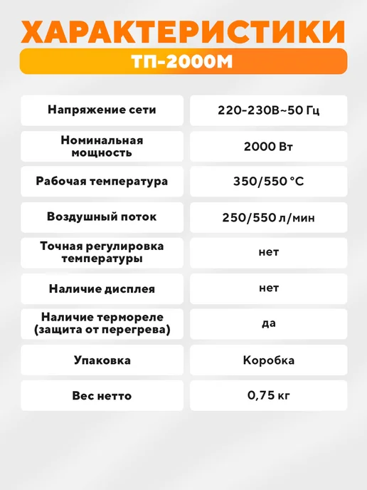 ВИХРЬ Фен промышленный ТП-2000М, 2000 м, фото 7