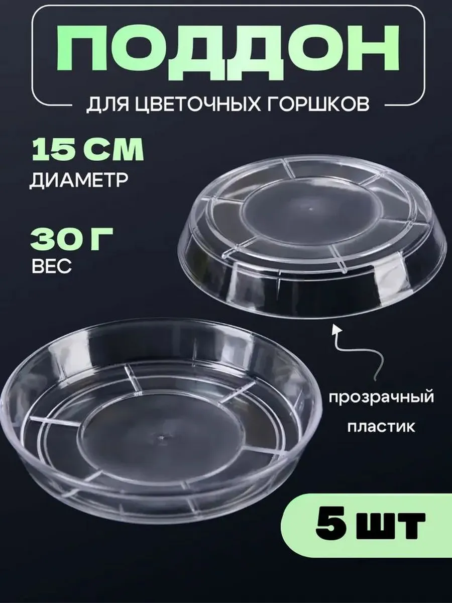 Поддон для цветов прозрачный 15.1x15.1x2.5 см