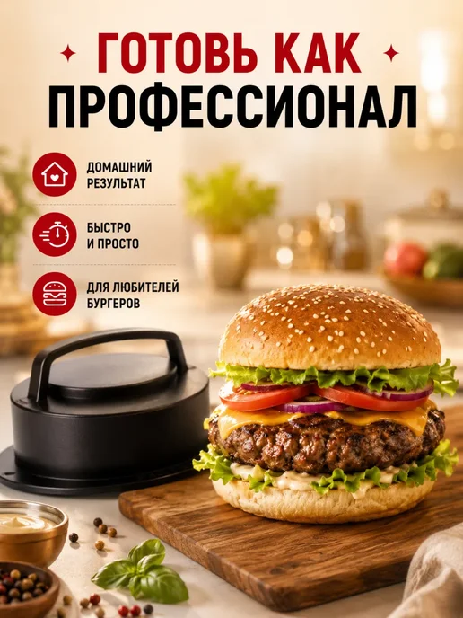 Фаинон Пресс для бургеров и котлет круглая, черный, фото 7