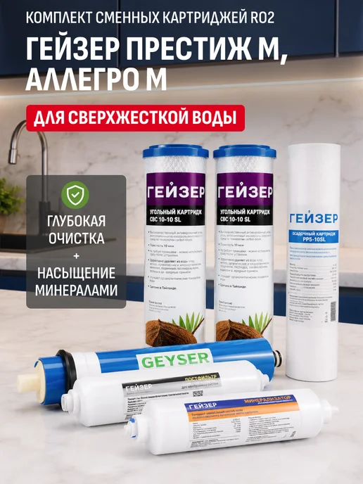 ГЕЙЗЕР Комплект сменных фильтрующих модулей RO2 для Престиж М, вариант