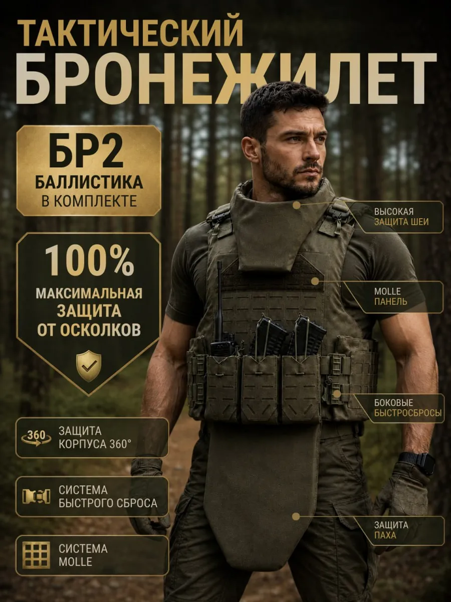 Бронежилет тактический БР2 плитник разгрузочный