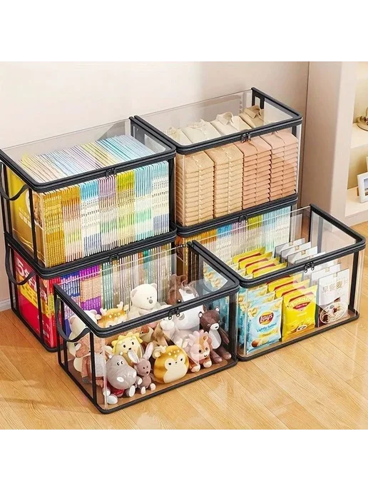 Складная Коробка для хранения игрушек прозрачная на молнии, вариант, фото 3