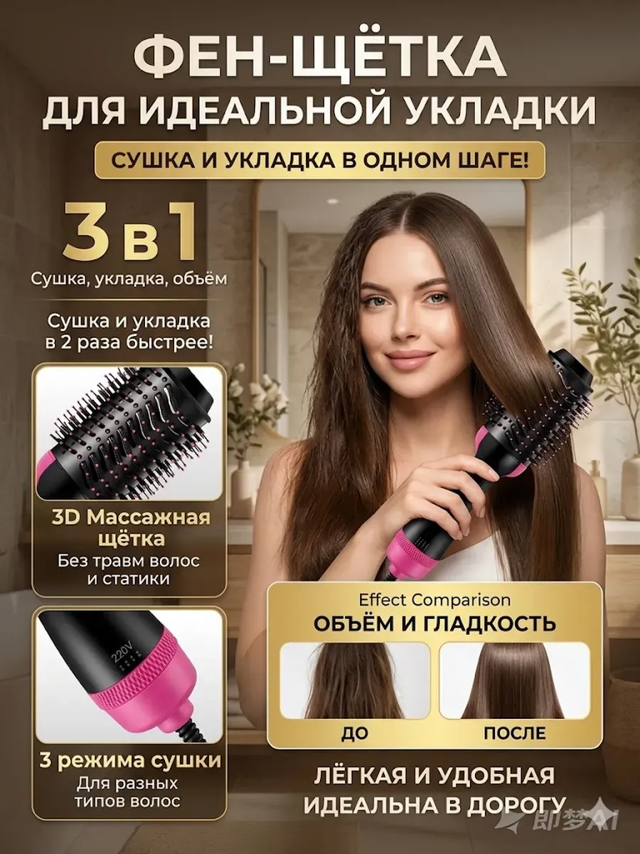 Фен щетка с вращением (ручное, не автомат)