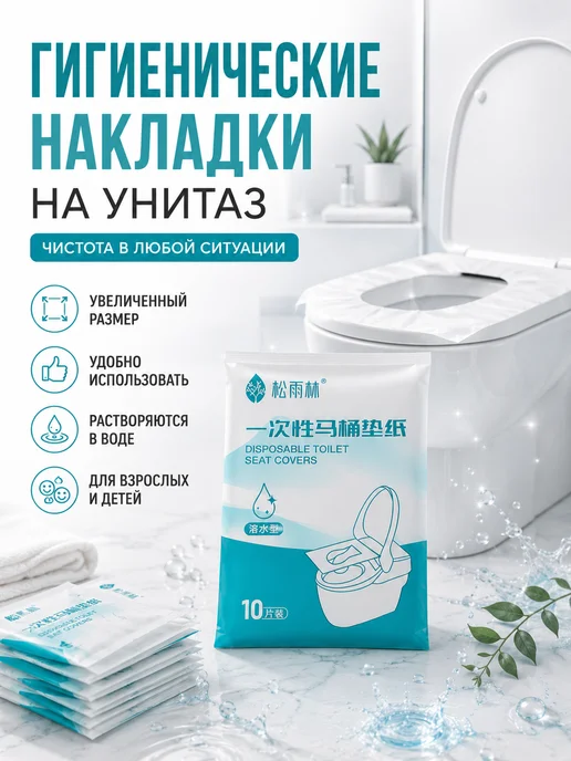 саля подарок Одноразовые накладки на сиденье унитаза дорожные 10 шт, 10 шт
