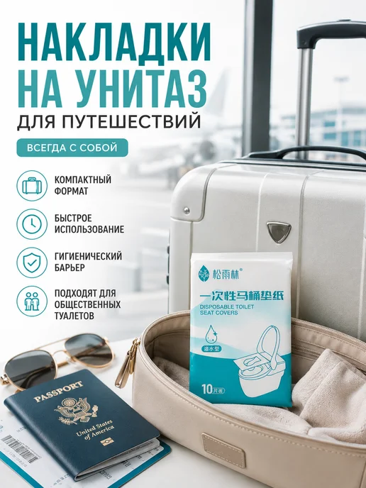 саля подарок Одноразовые накладки на сиденье унитаза дорожные 10 шт, 10 шт, фото 2