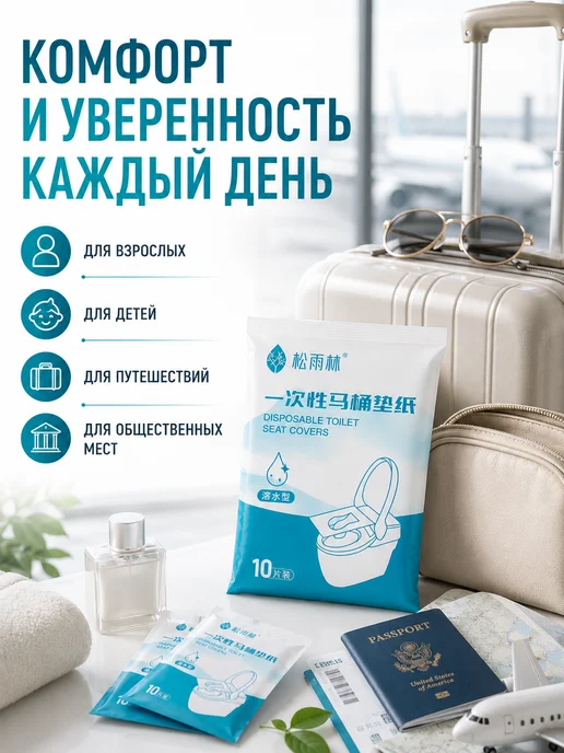 саля подарок Одноразовые накладки на сиденье унитаза дорожные 10 шт, 10 шт, фото 8