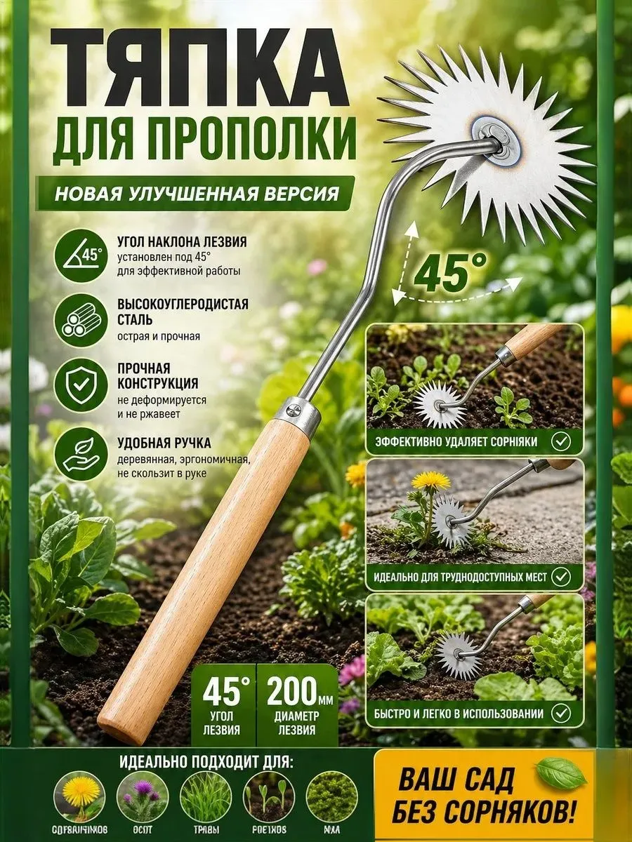 Тяпка, рукоятьНержавеющая сталь, 10 см
