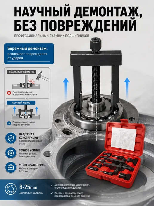 Набор съемников внутренних подшипников мотоцикла, 10 шт, 10 шт, фото 2