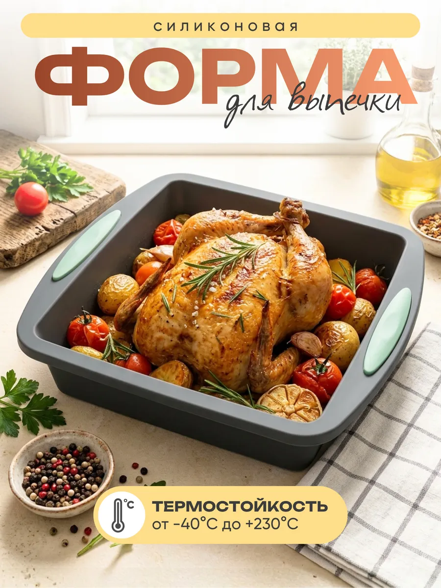 Форма силиконовая для выпечки квадратная
