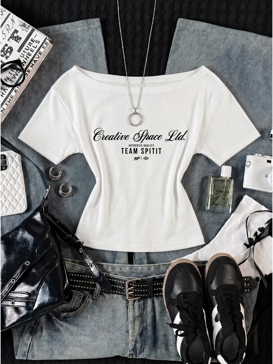 Приталенная футболка с открытыми плечами model off duty