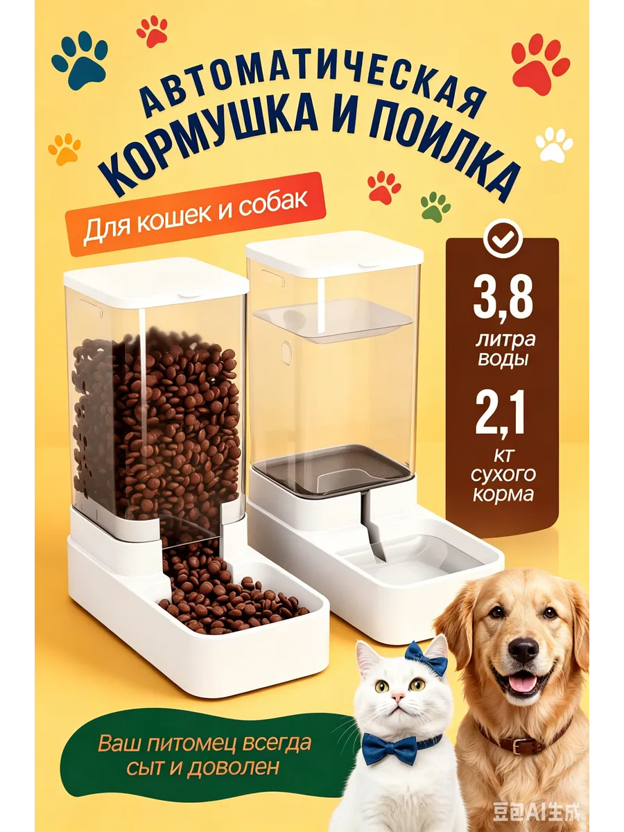 Автокормушка поилка 2в1 для кошек и собак