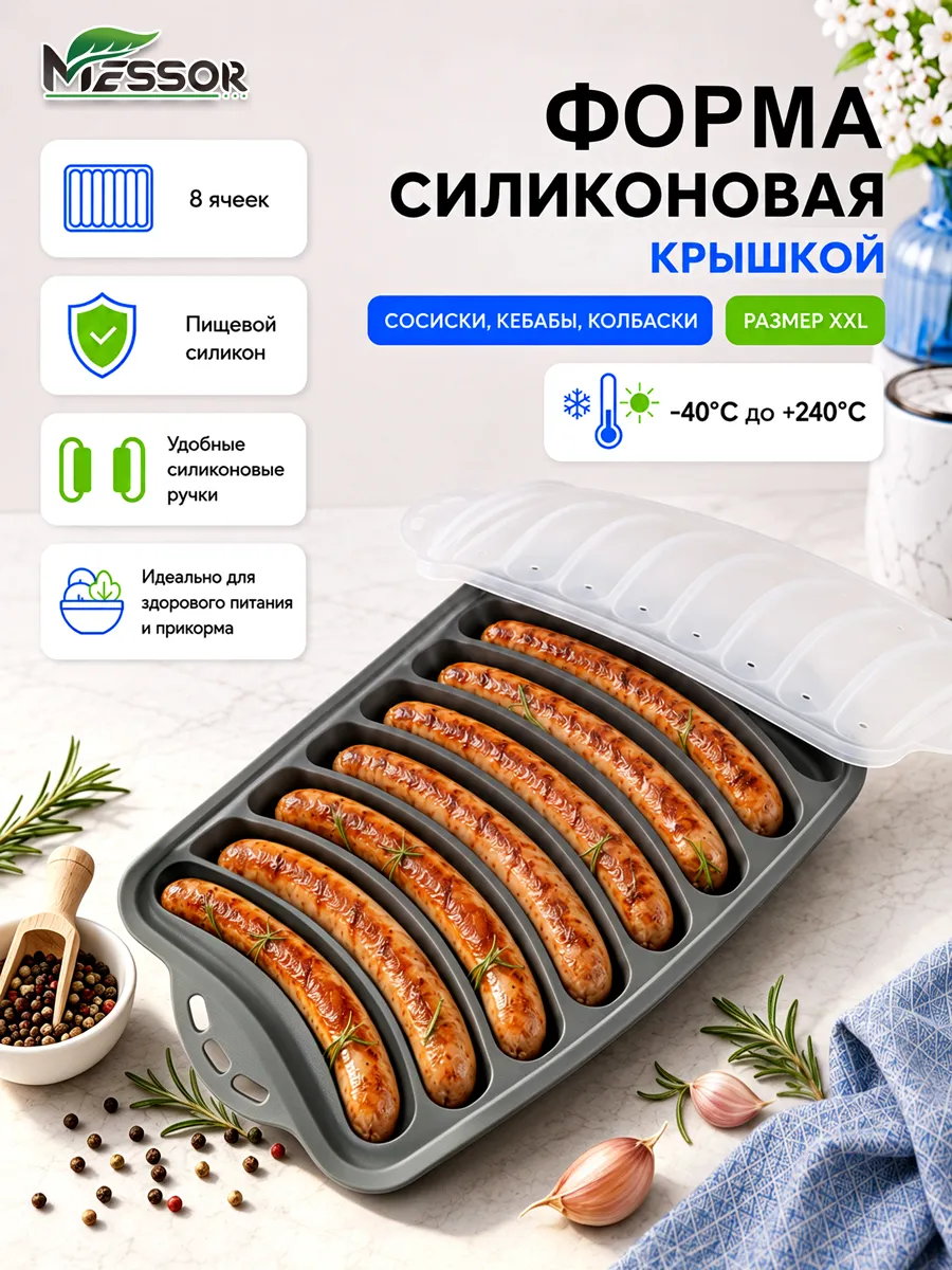 Силиконовая форма для домашних сосисок и колбасок