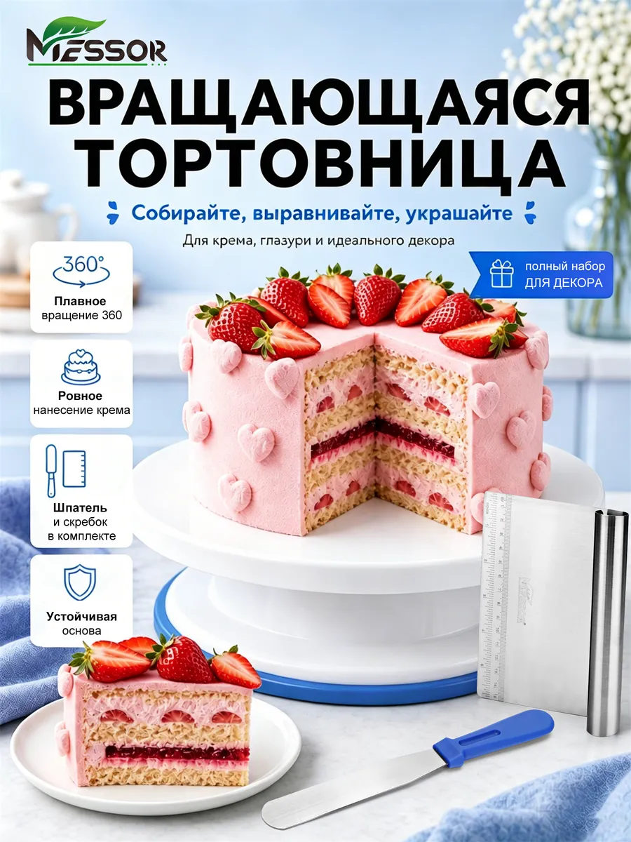Тортовница вращающаяся 28 см для декорирования торта