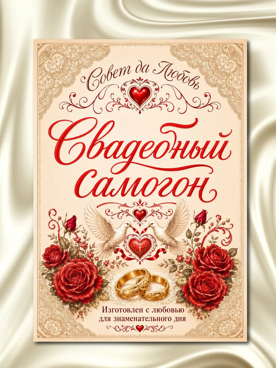 Наклейки на бутылки Свадебный Самогон 10шт