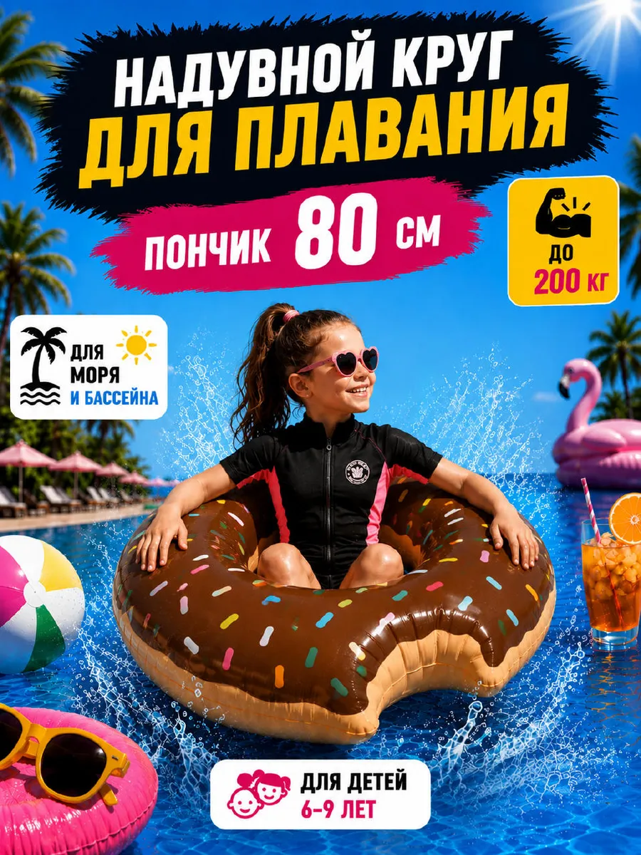 Круг для плавания пончик 80 см