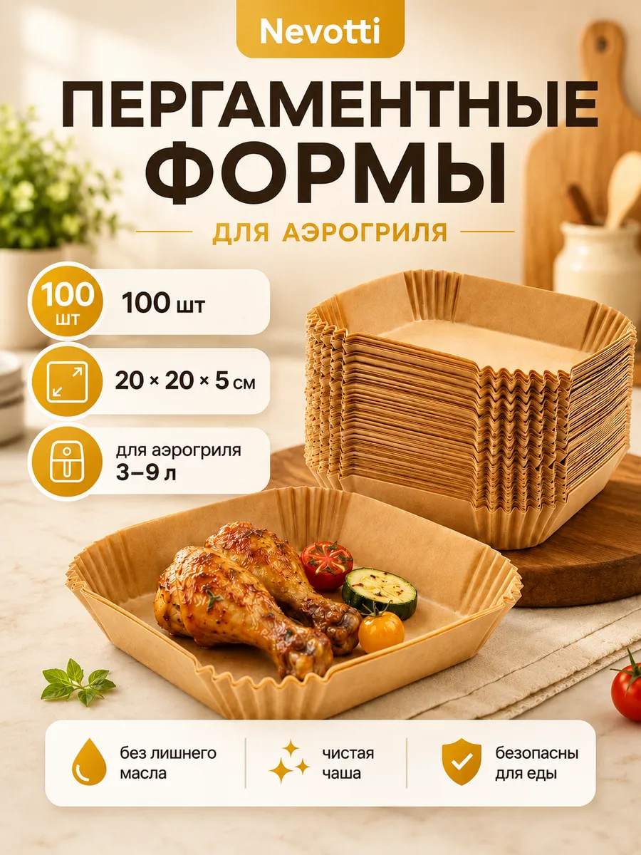 Пергамент для аэрогриля, дно 20 см, 100 штук