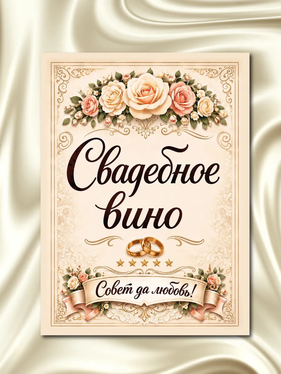 Наклейки на бутылки Свадебное Вино 10шт