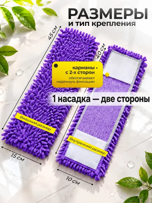 KomiChi Насадка тряпка для швабры 40 на 10 см 1 штука, вариант, фото 5