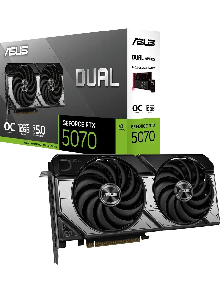 NVIDIA Видеокарта ASUS RTX 5070 DUAL OC, 12GB GDDR7