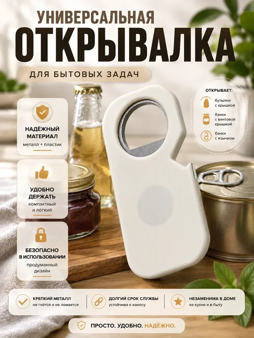 ЖанаяХоум Открывашка универсальная бытовая, бежевый, фото 2