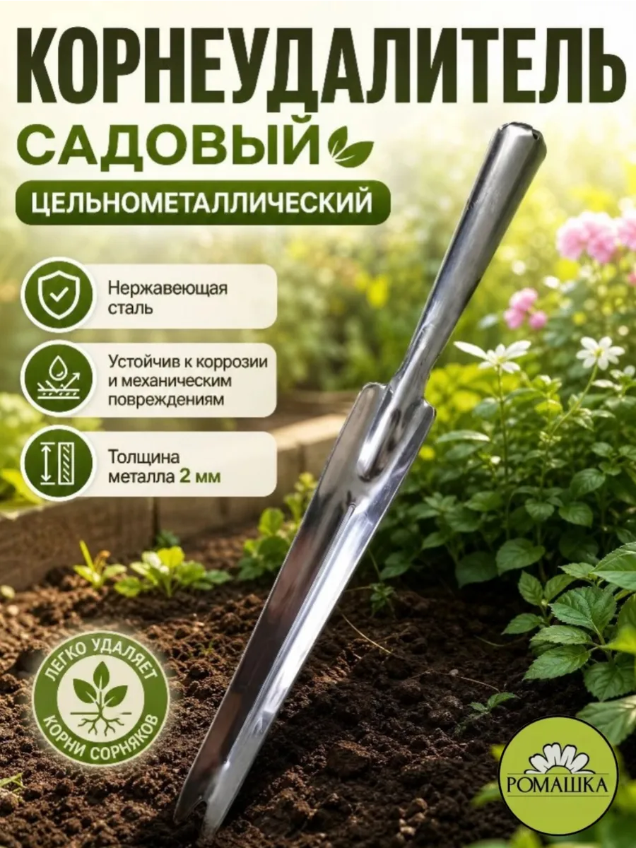 Корнеудалитель сорняков садовый из нержавеющей стали