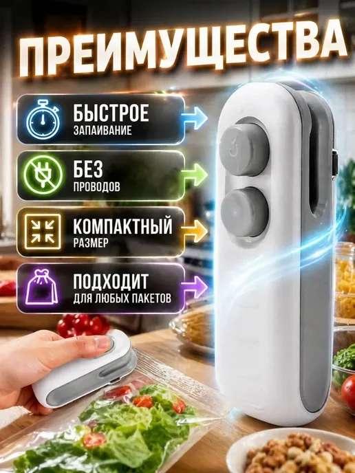 LIVE1 Запаиватель пакетов портативный аккумуляторный мини, вариант, фото 2