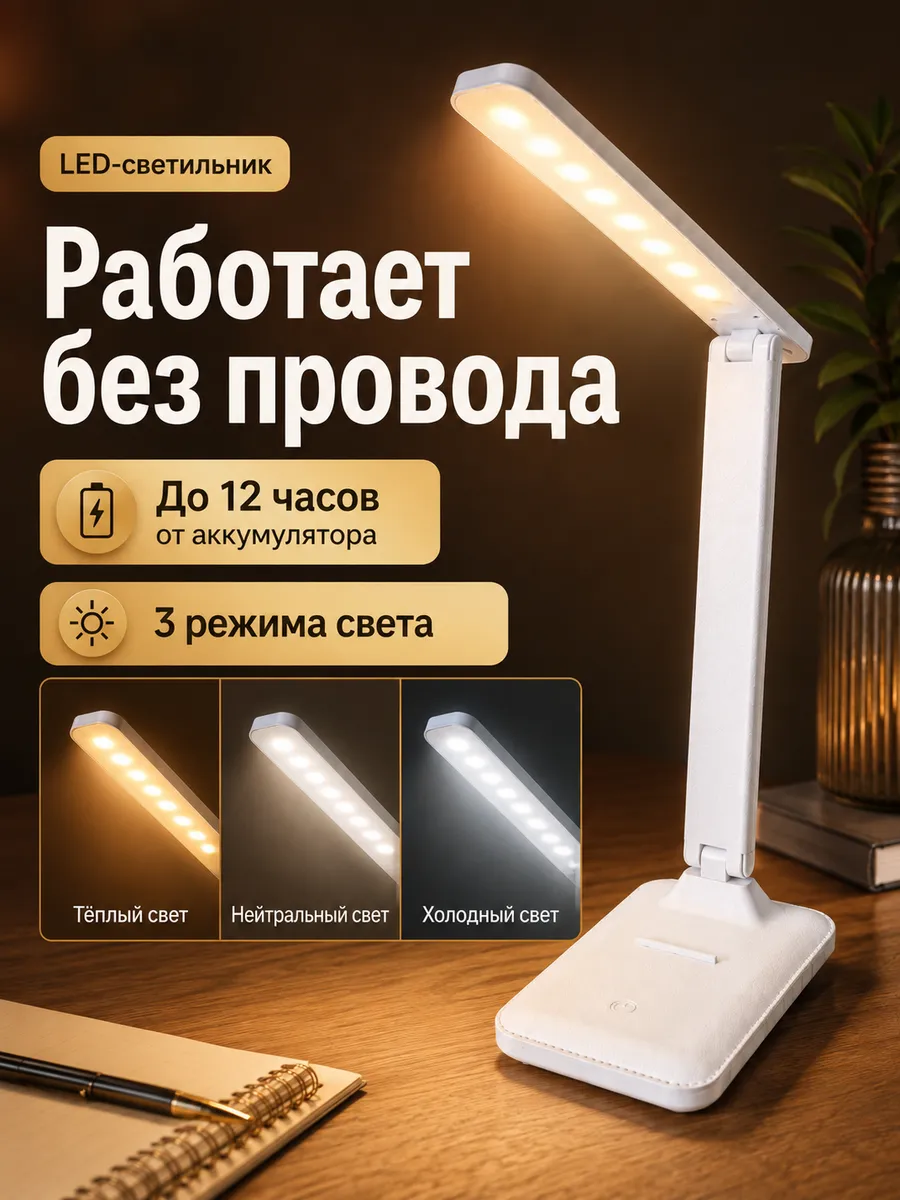 Светильник настольный сенсорный LED для чтения и учебы