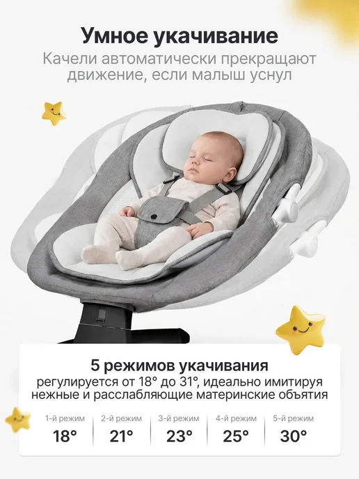 DearestBaby Электрокачели для новорожденных шезлонг 3 в 1, белый, фото 2