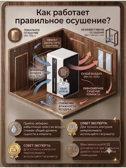 Cleanson Осушитель воздуха для дома комнатный бытовой мини, белый, фото 7